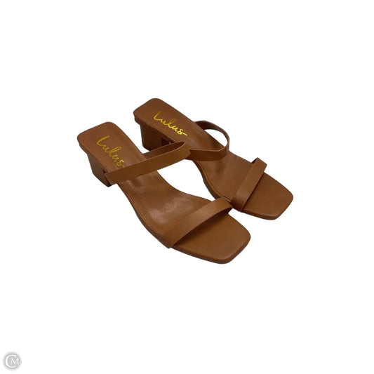 Sandals Heels Block By Lulus In Brown, Size: 9