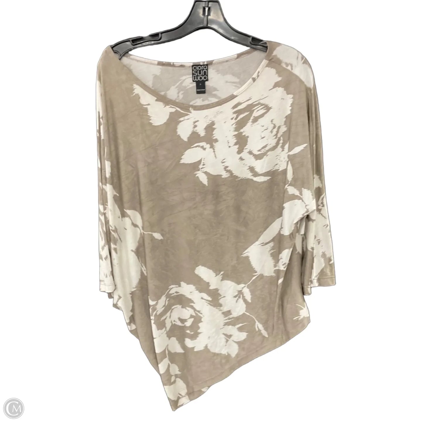Blouse 3/4 Sleeve By Clara Sun Woo In Grey, Size: L