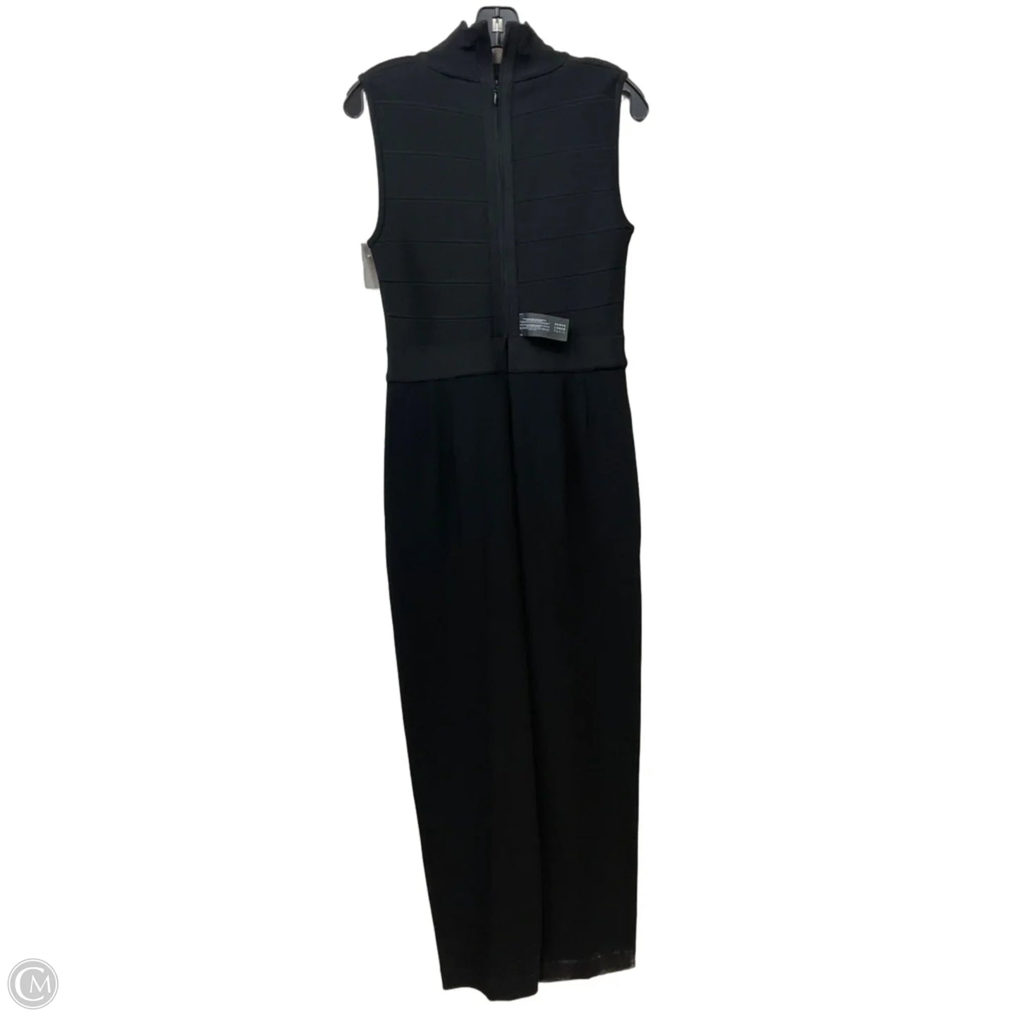 Jumpsuit Luxury Designer By Herve Leger In Black, Size: L