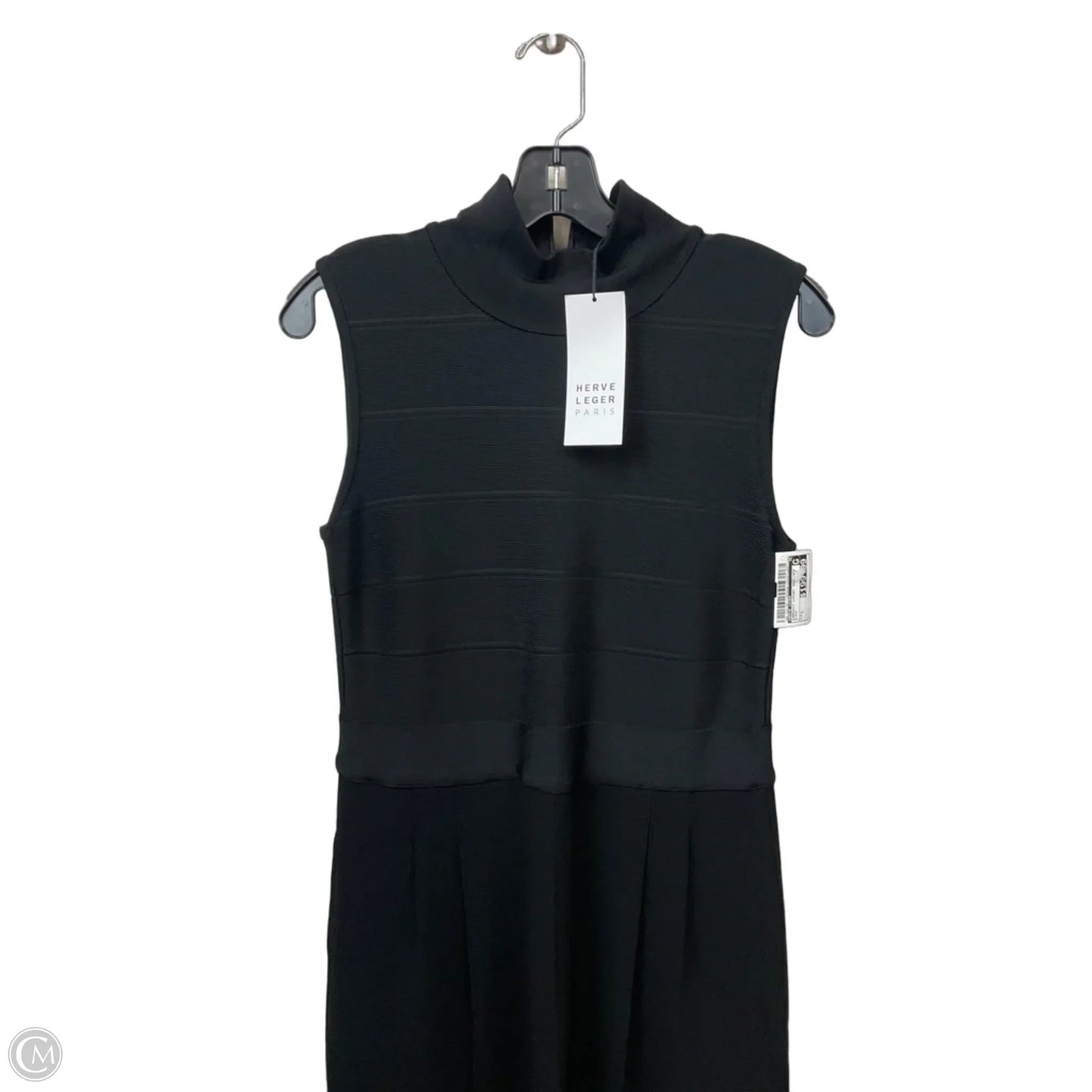 Jumpsuit Luxury Designer By Herve Leger In Black, Size: L