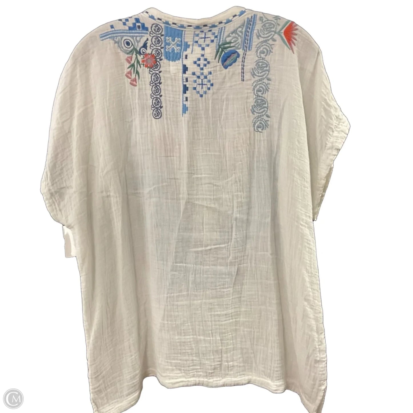Top Short Sleeve By Johnny Was In White, Size: Xl