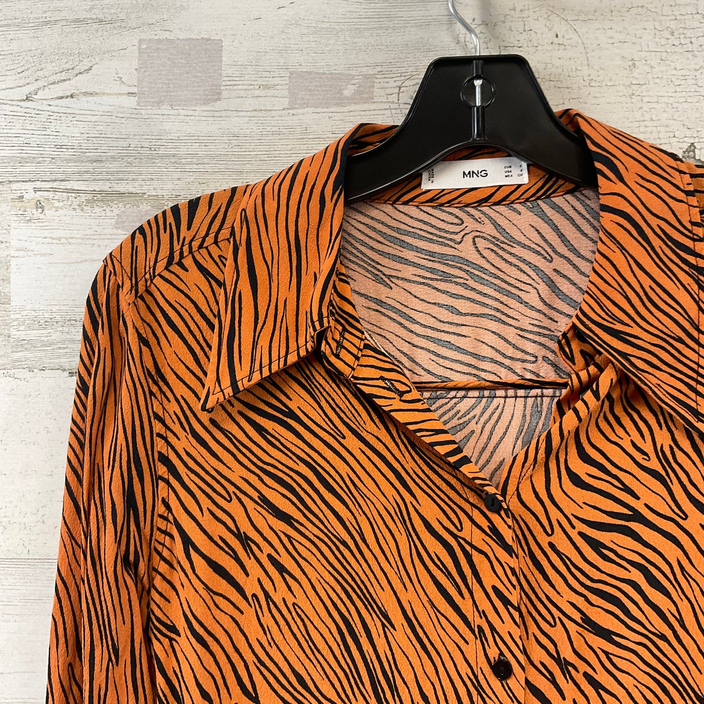 Blouse Long Sleeve By Mng In Orange, Size: S