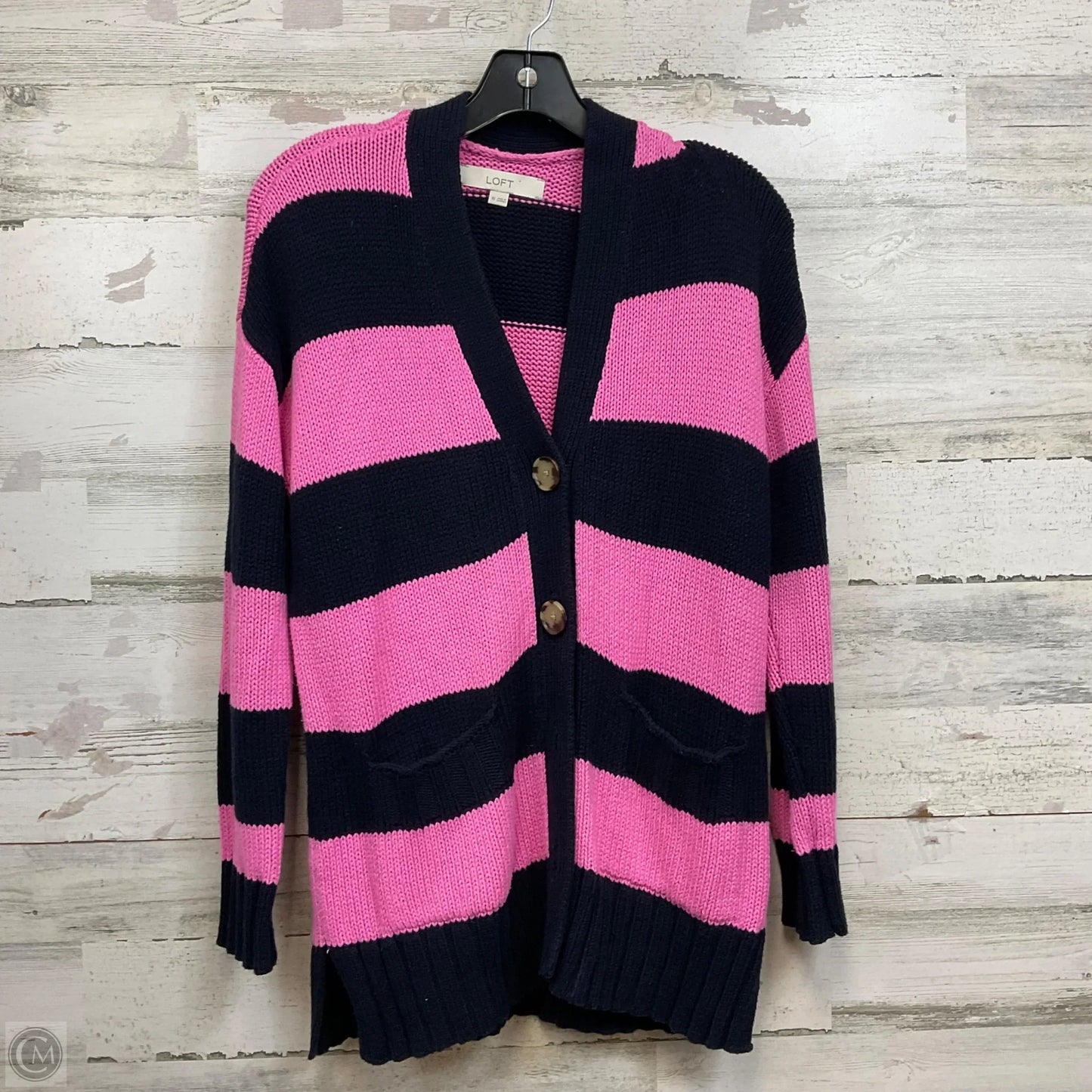 Sweater Cardigan By Loft In Blue & Pink, Size: Xs