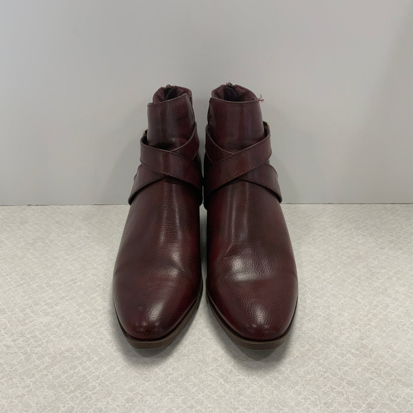 Boots Ankle Heels By Frye And Co In Maroon, Size: 9