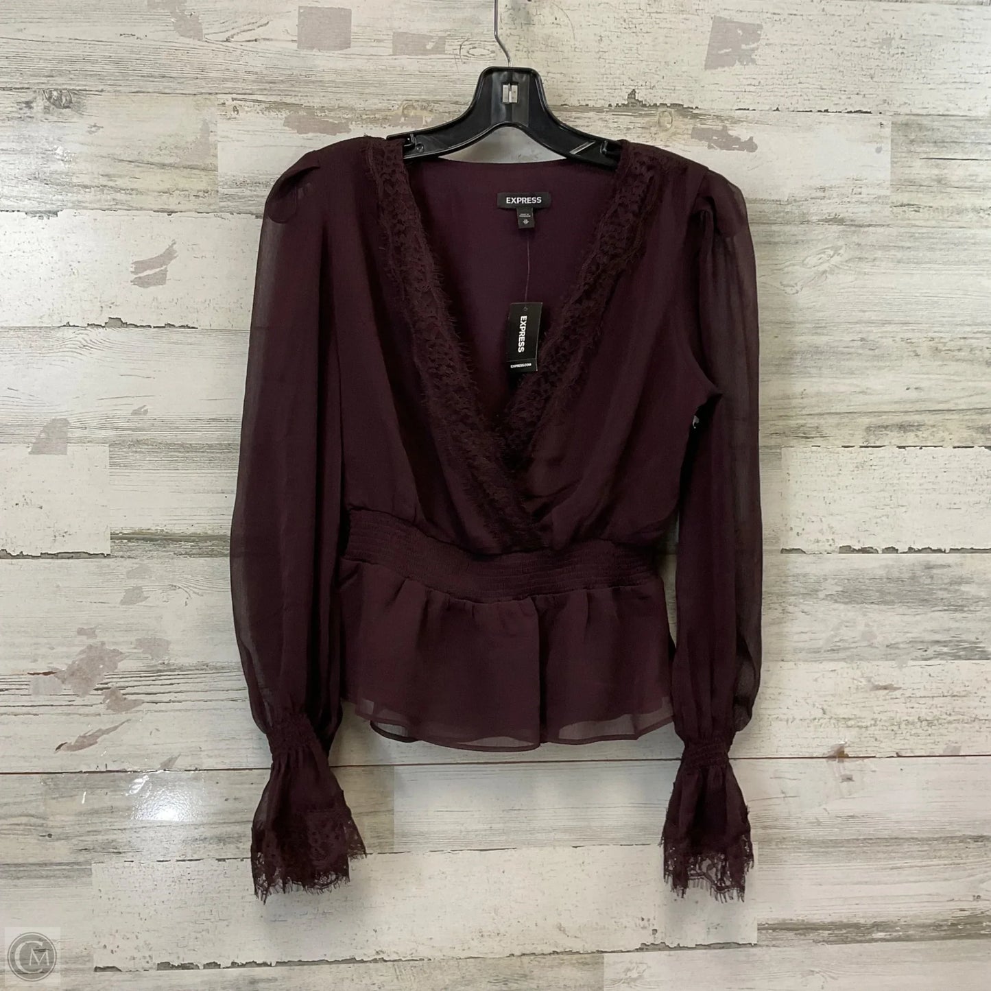 Blouse Long Sleeve By Express In Purple, Size: Xs
