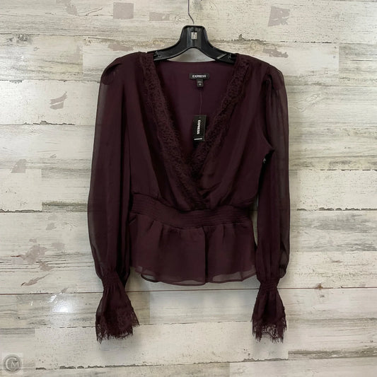 Blouse Long Sleeve By Express In Purple, Size: Xs