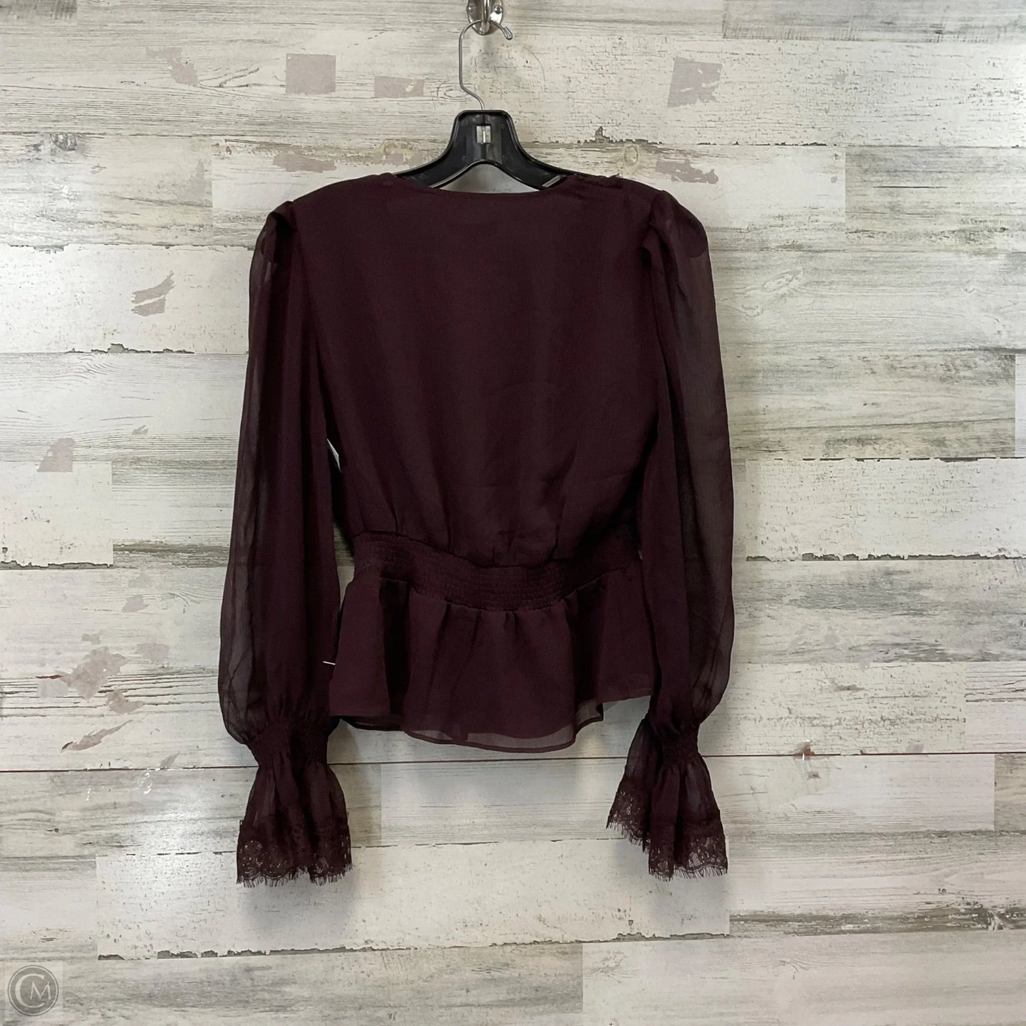 Blouse Long Sleeve By Express In Purple, Size: Xs