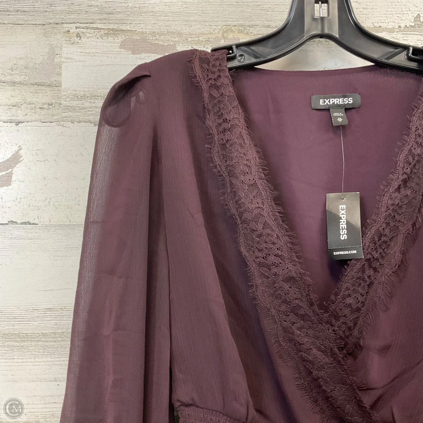 Blouse Long Sleeve By Express In Purple, Size: Xs