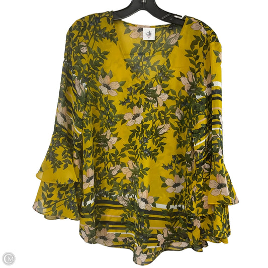 Blouse Long Sleeve By Cabi In Yellow, Size: M