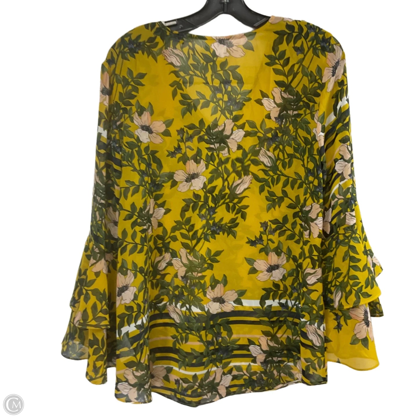 Blouse Long Sleeve By Cabi In Yellow, Size: M