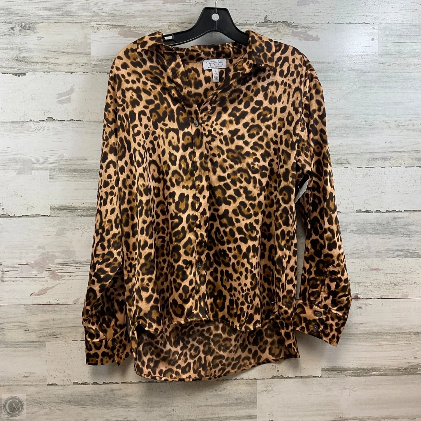 Blouse Long Sleeve By Sofia By Sofia Vergara In Animal Print, Size: S