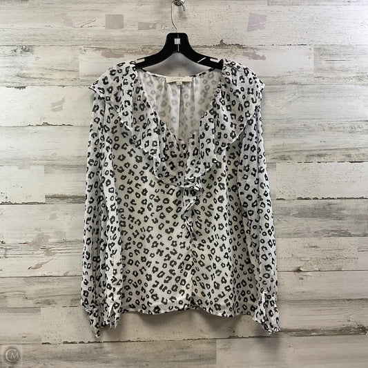 Blouse Long Sleeve By Loft In White, Size: L