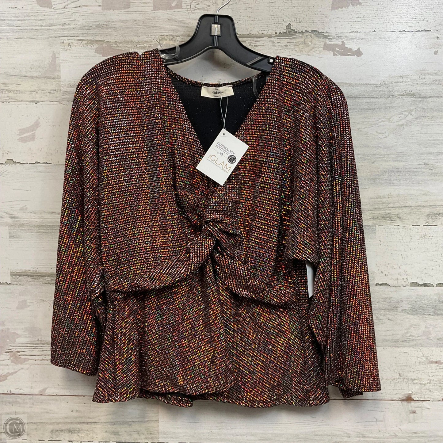 Blouse 3/4 Sleeve By Entro In Black & Red, Size: S