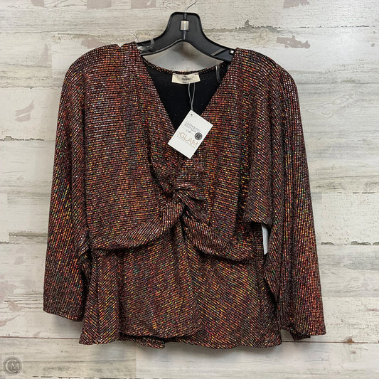 Blouse 3/4 Sleeve By Entro In Black & Red, Size: S