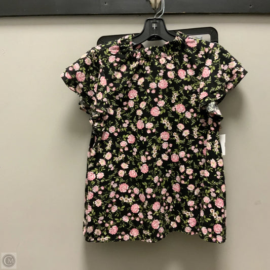 Top Short Sleeve By Who What Wear In Black & Pink, Size: Xs