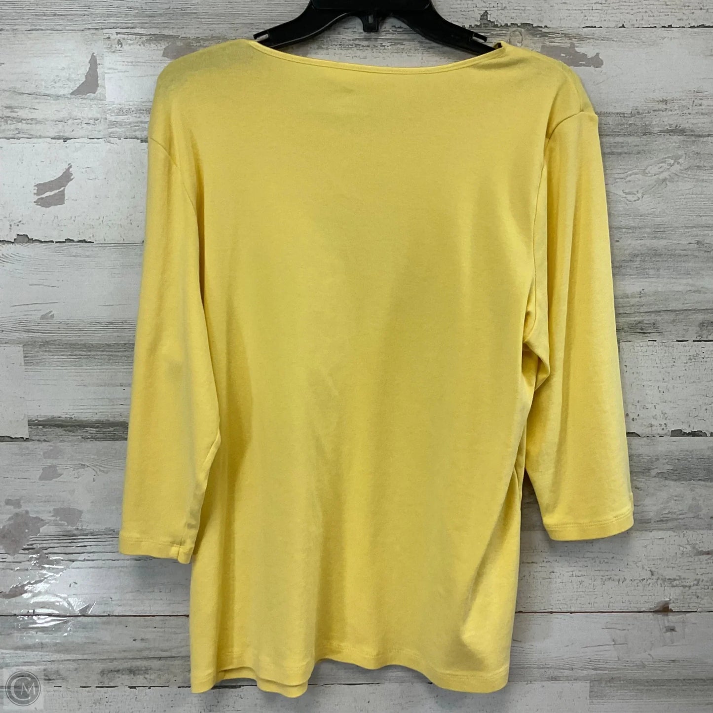 Top 3/4 Sleeve Basic By Cj Banks In Yellow, Size: 1x