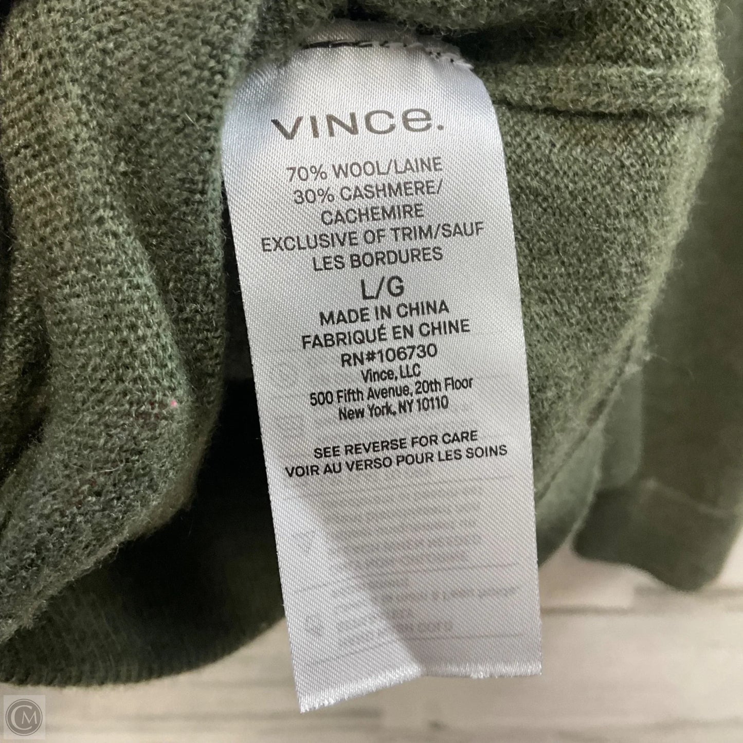 Sweater Cashmere By Vince In Green, Size: L