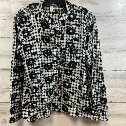Blouse Long Sleeve By Pilcro In Black & White, Size: S