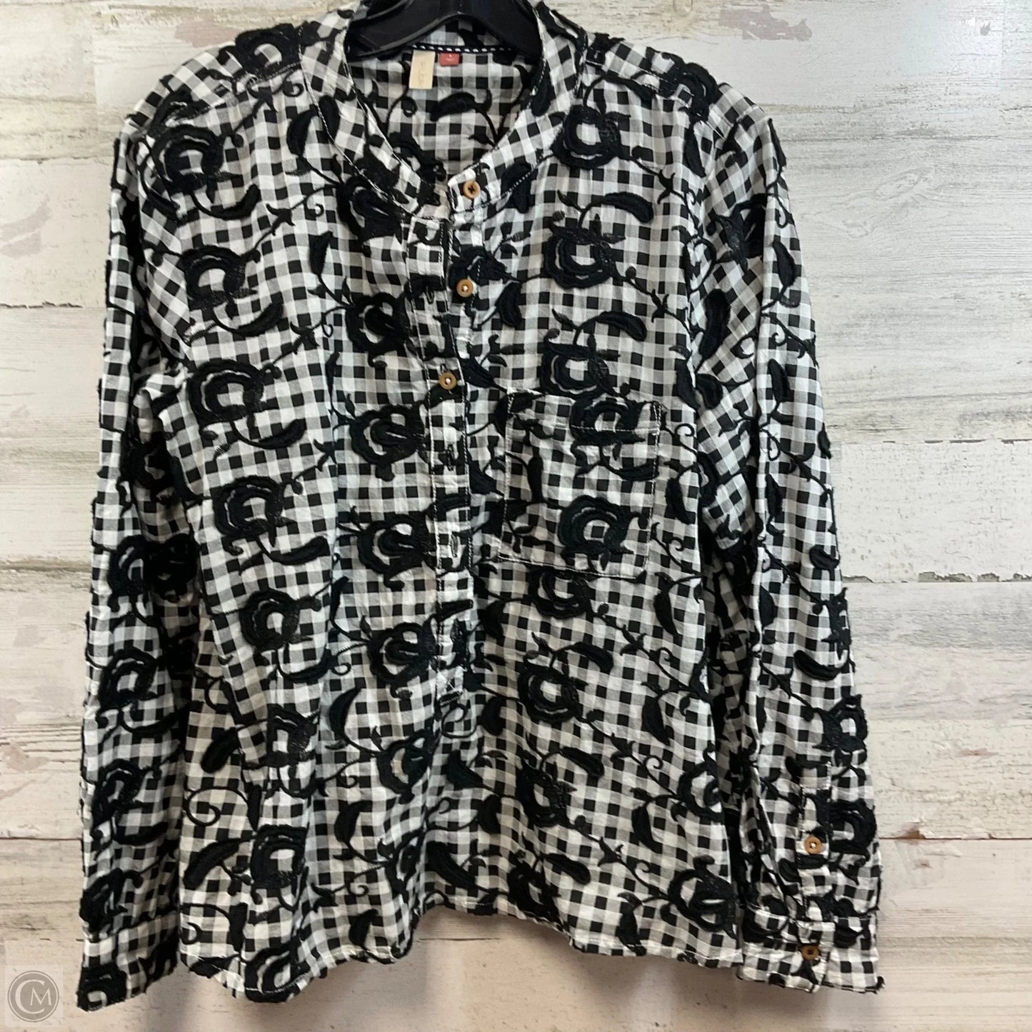 Blouse Long Sleeve By Pilcro In Black & White, Size: S