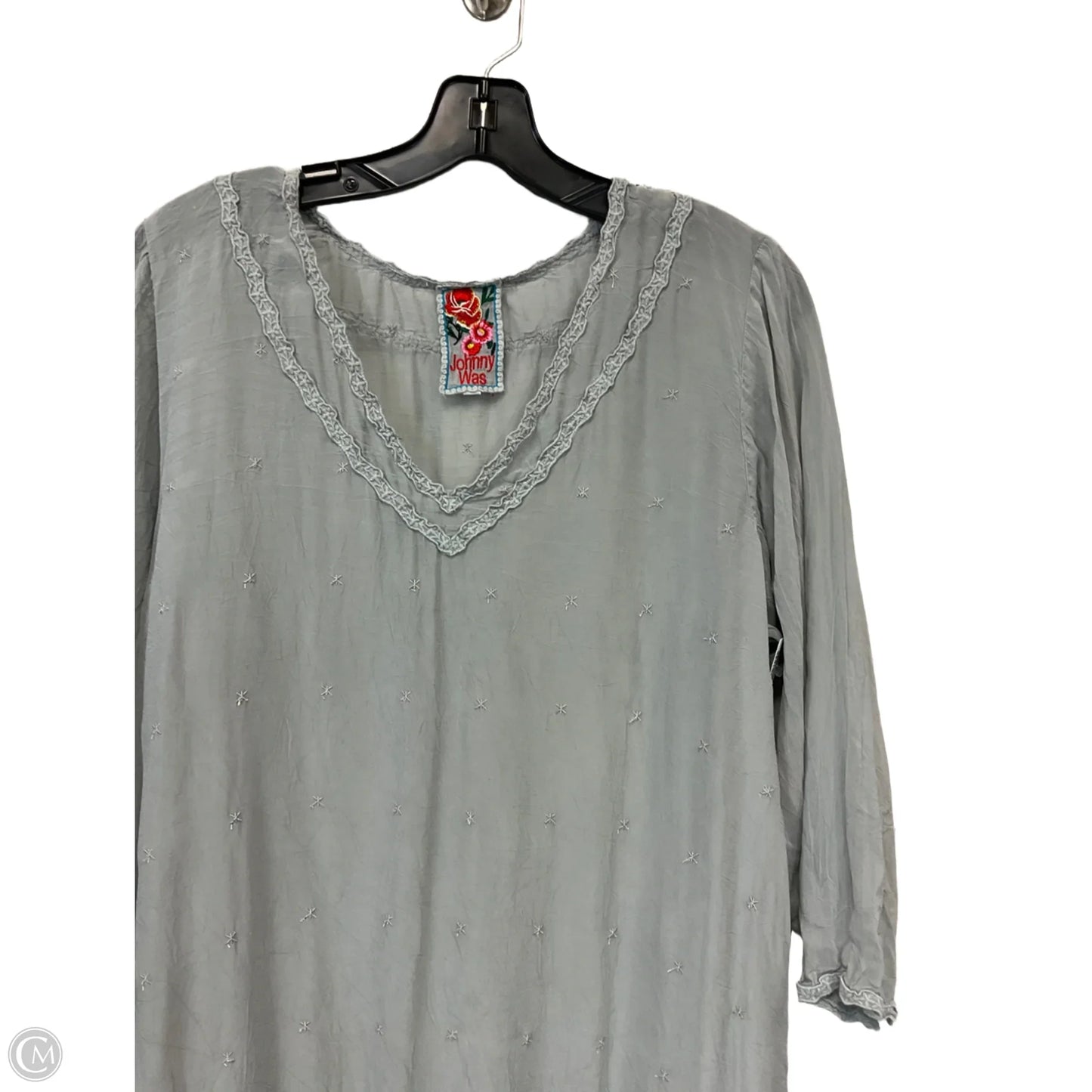 Tunic 3/4 Sleeve By Johnny Was In Grey, Size: L