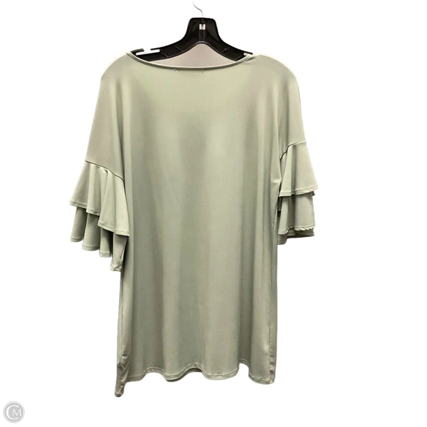 Blouse Short Sleeve By Zenana Outfitters In Green, Size: L