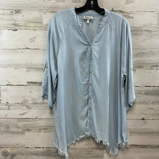 Blouse 3/4 Sleeve By Clothes Mentor In Blue, Size: L
