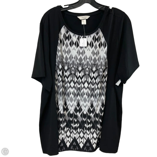 Blouse Short Sleeve By Cj Banks In Black, Size: 3x