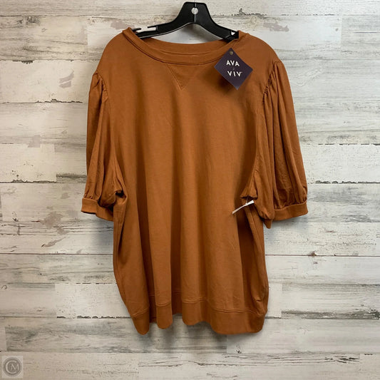 Top Short Sleeve By Ava & Viv In Brown, Size: 2x