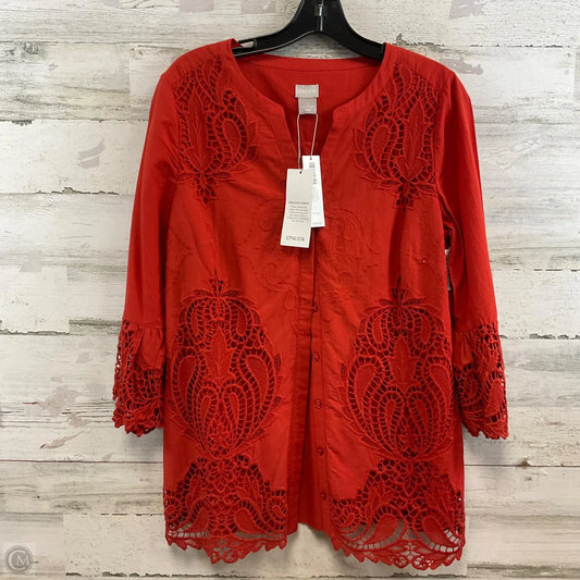 Blouse 3/4 Sleeve By Chicos In Orange, Size: M