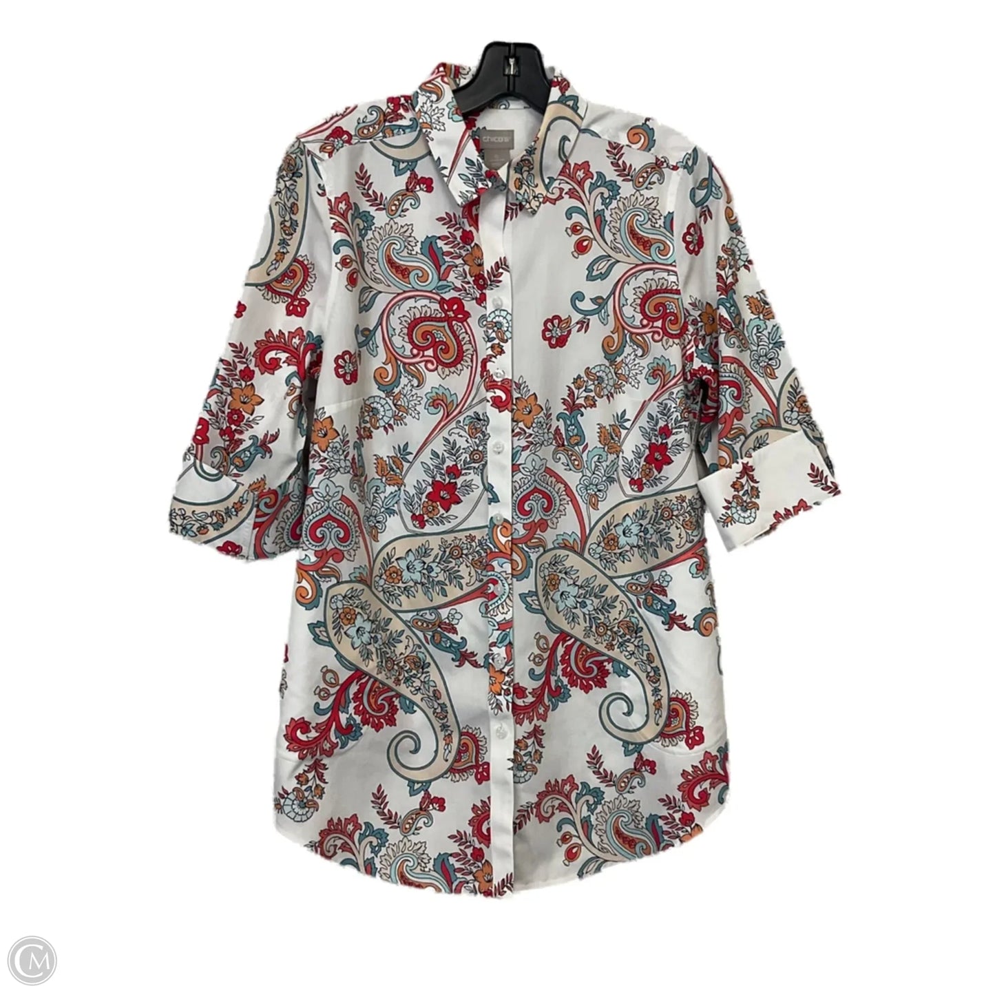 Blouse Long Sleeve By Chicos In White, Size: S