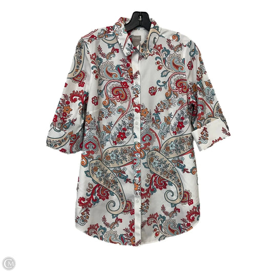 Blouse Long Sleeve By Chicos In White, Size: S