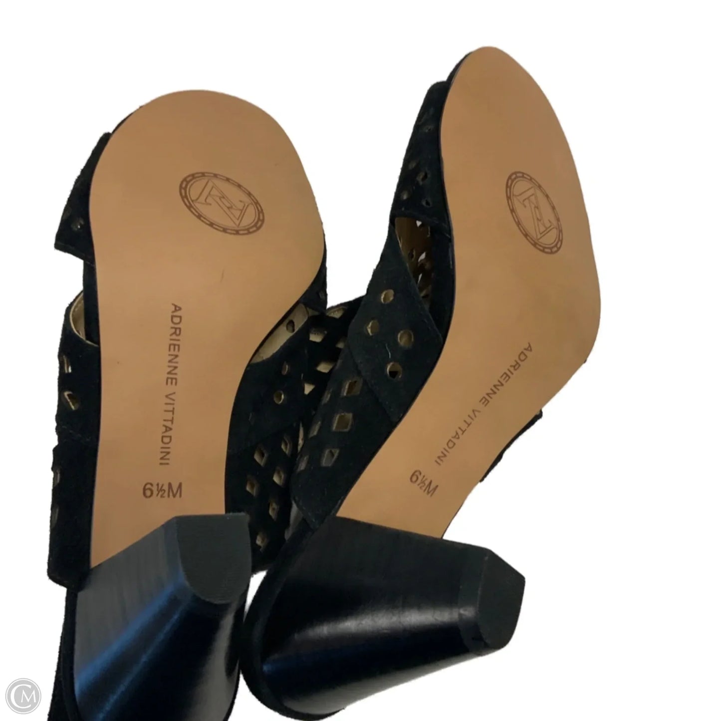 Sandals Heels Block By Adrienne Vittadini In Black, Size: 6.5