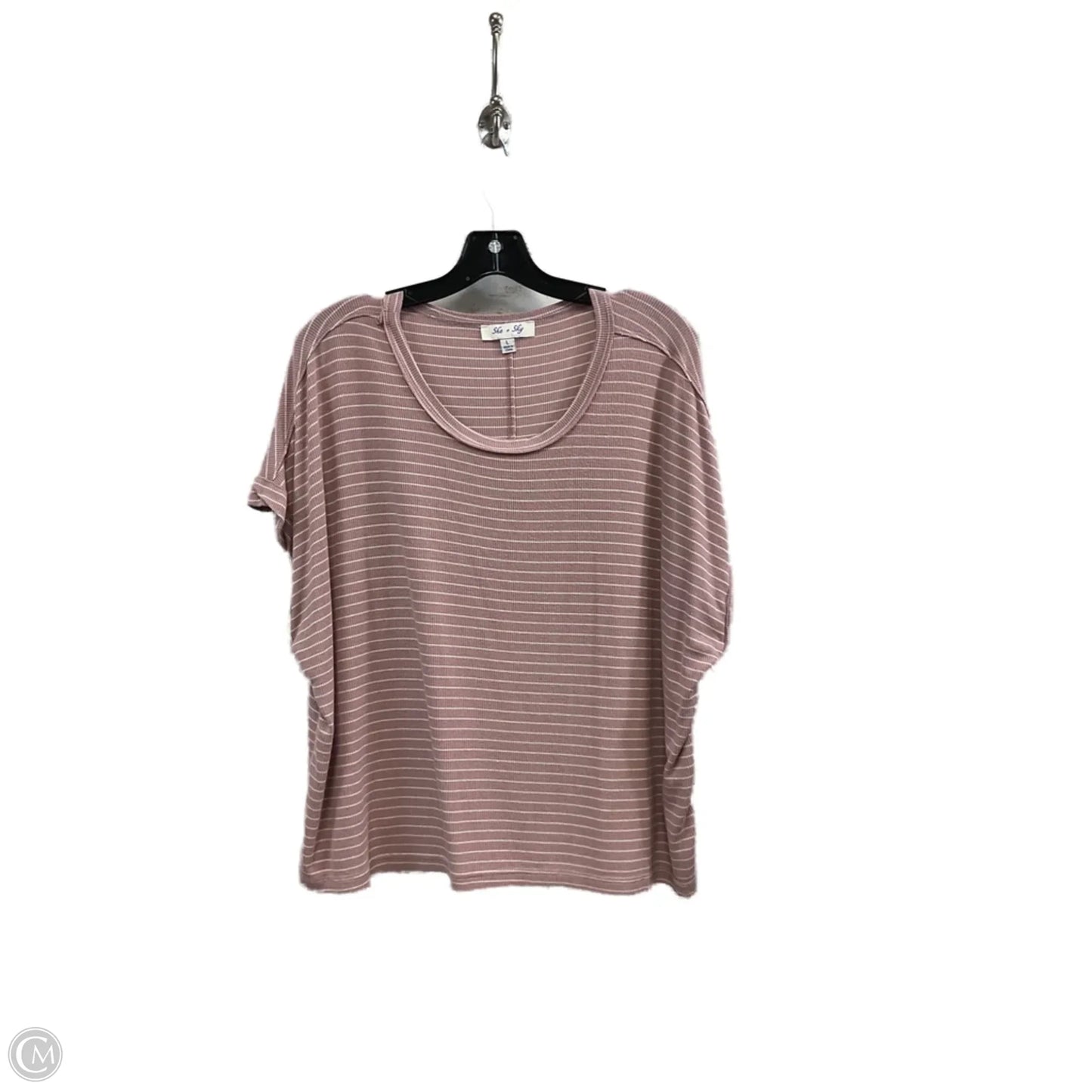 Top Short Sleeve Basic By She + Sky In Pink, Size: L