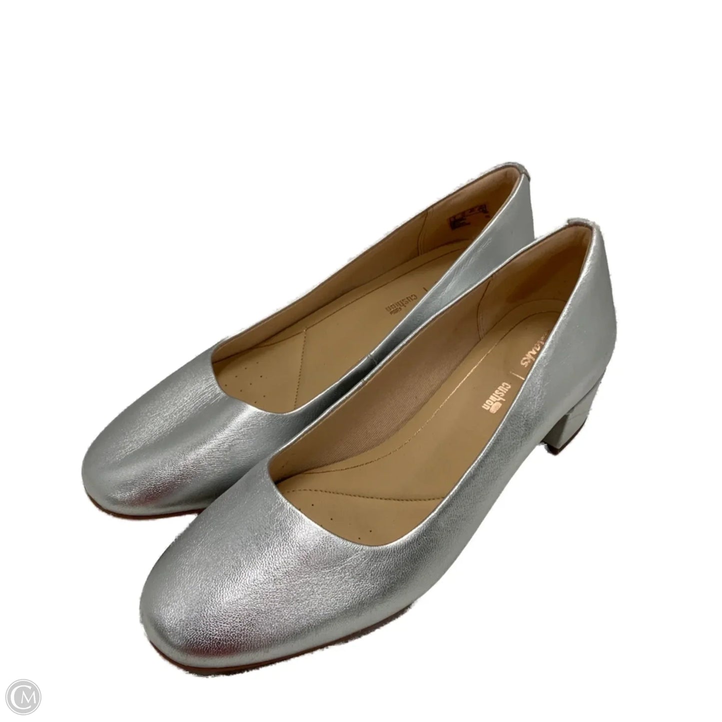 Shoes Heels Block By Clarks In Silver, Size: 8.5
