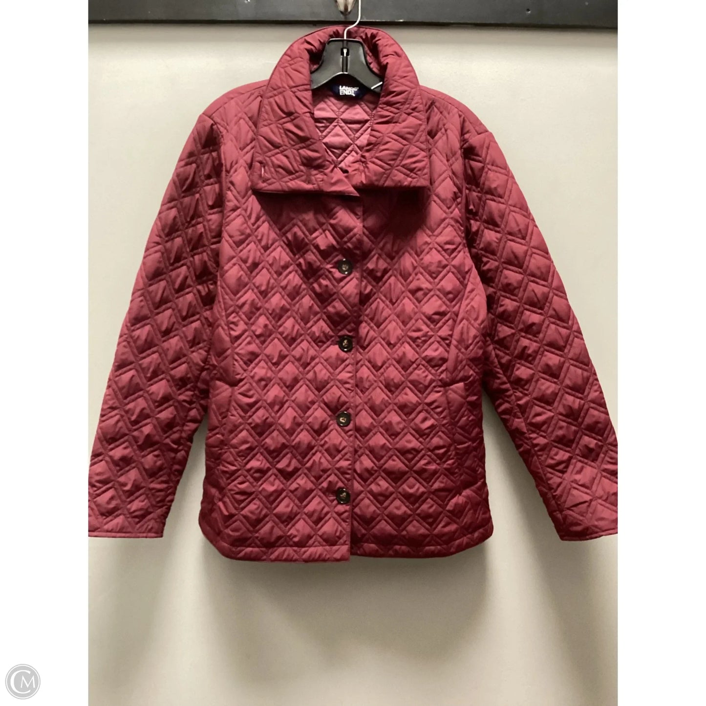 Jacket Puffer & Quilted By Lands End In Maroon, Size: L