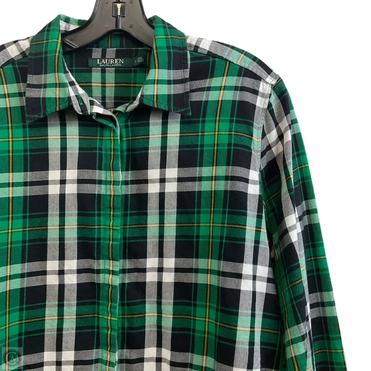 Blouse Long Sleeve By Lauren By Ralph Lauren In Green, Size: L