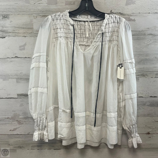 Blouse Long Sleeve By Anthropologie In White, Size: Xxs