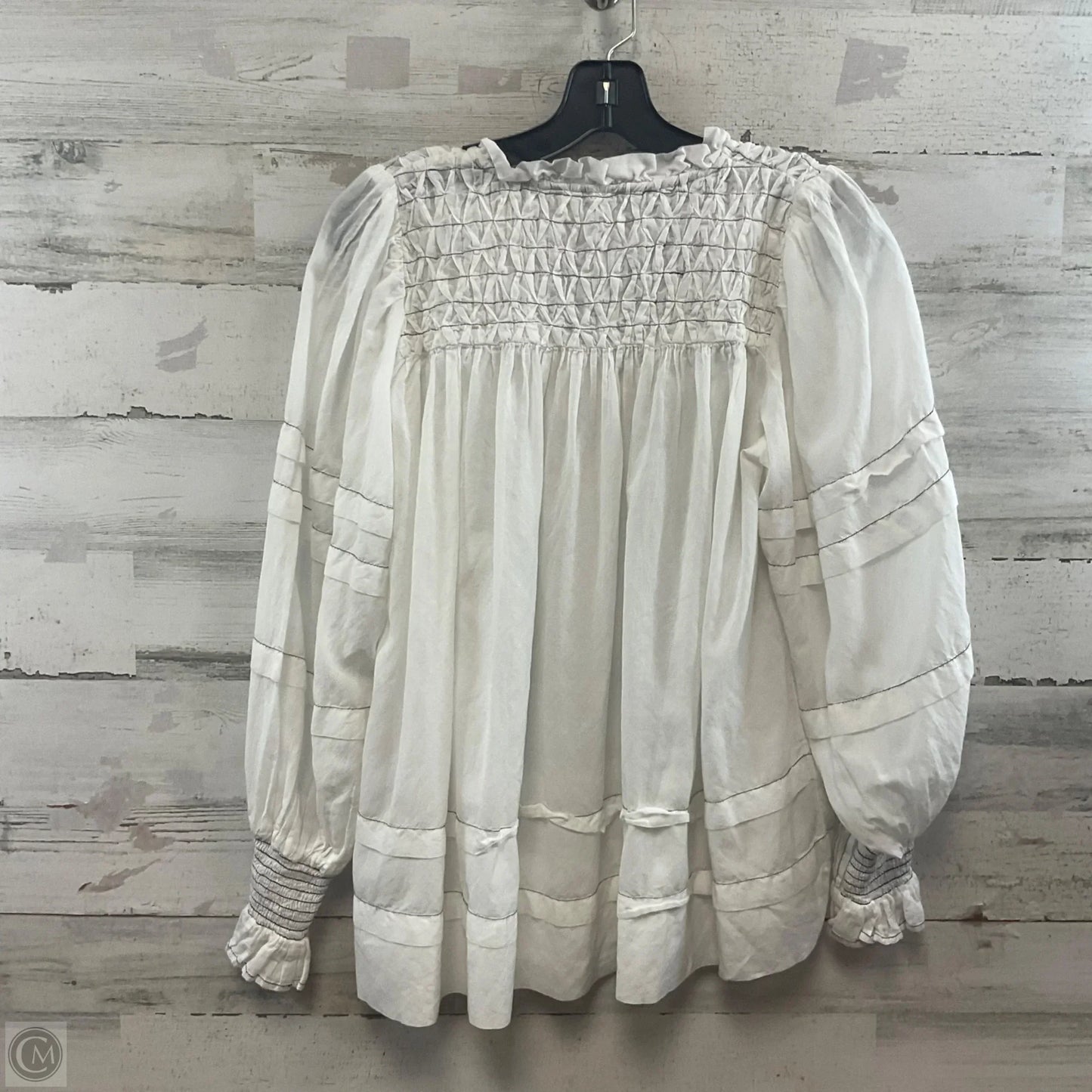 Blouse Long Sleeve By Anthropologie In White, Size: Xxs