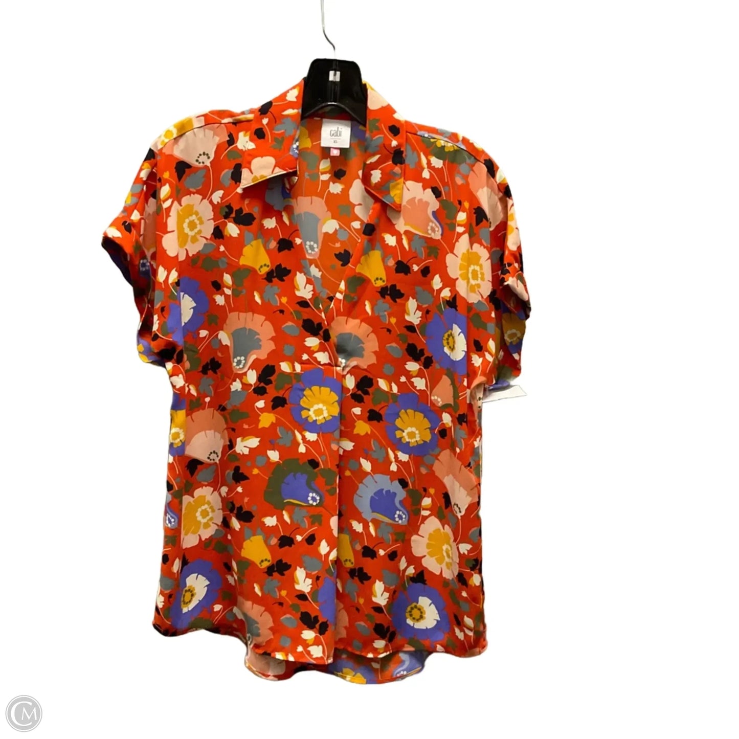 Blouse Short Sleeve By Cabi In Orange, Size: Xs