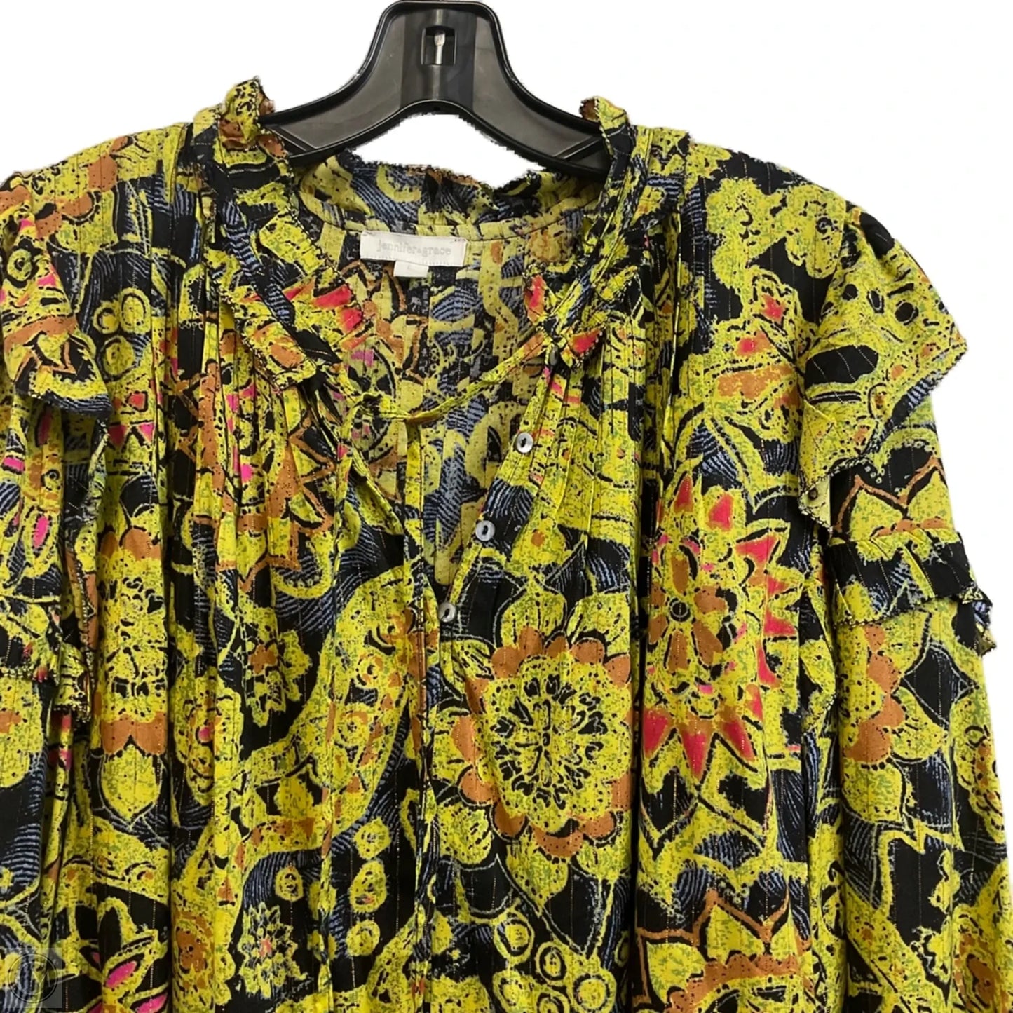 Blouse Long Sleeve By Jennifer & Grace In Green, Size: L