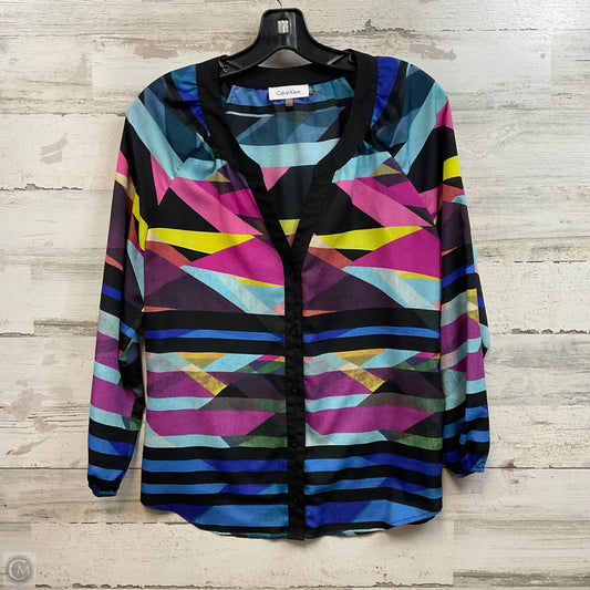 Blouse Long Sleeve By Calvin Klein In Black, Size: S