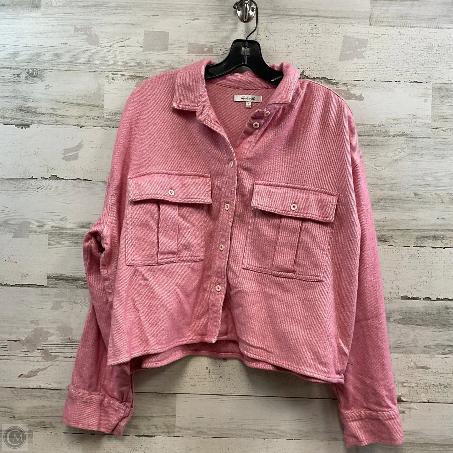 Jacket Shirt By Madewell In Pink, Size: L