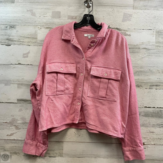 Jacket Shirt By Madewell In Pink, Size: L