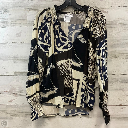 Blouse Long Sleeve By FINLEY In Brown & Cream, Size: M