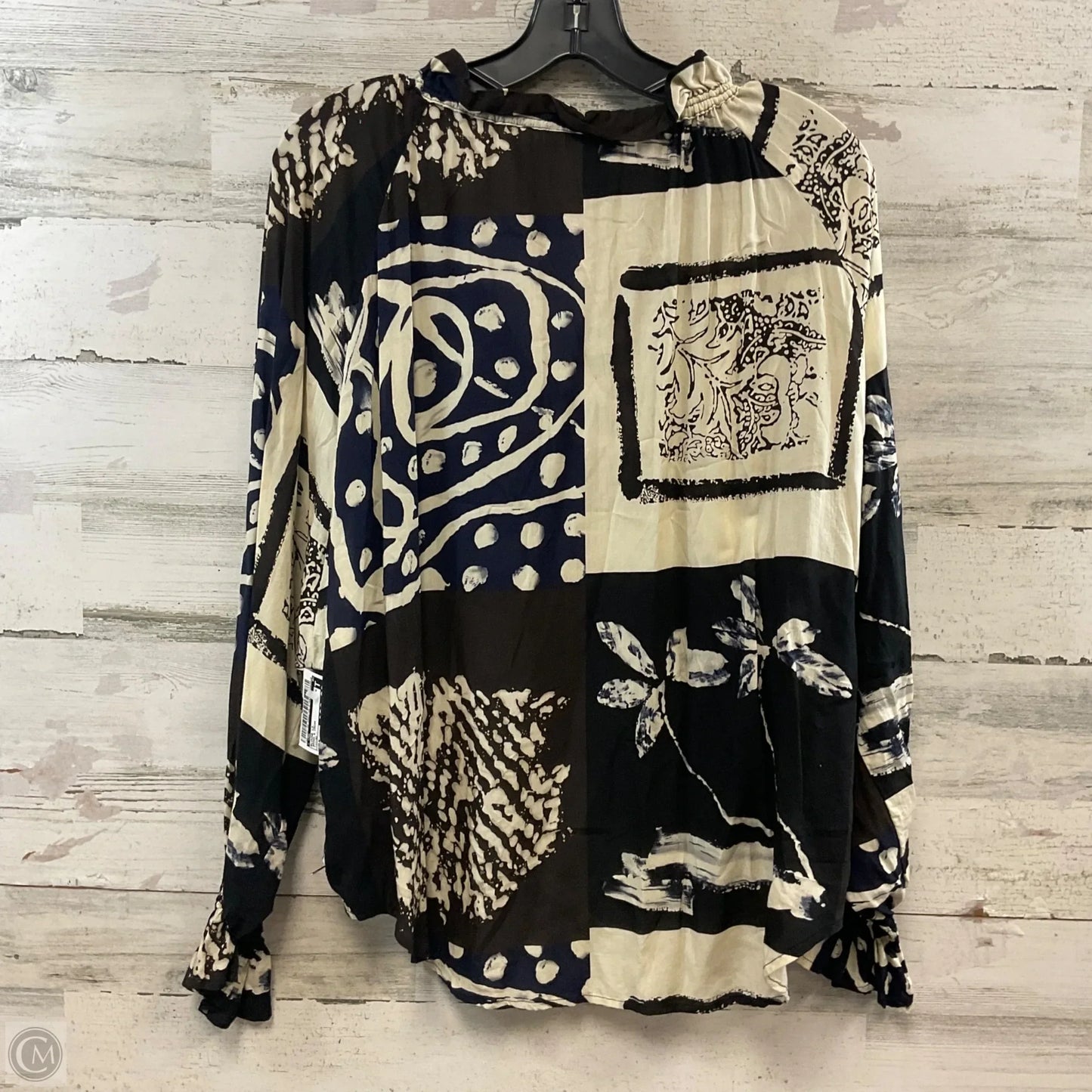 Blouse Long Sleeve By FINLEY In Brown & Cream, Size: M