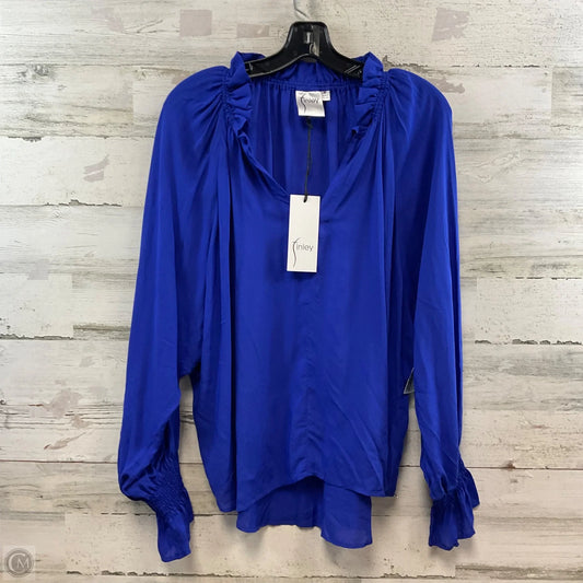 Blouse Long Sleeve By FINLEY In Blue, Size: M