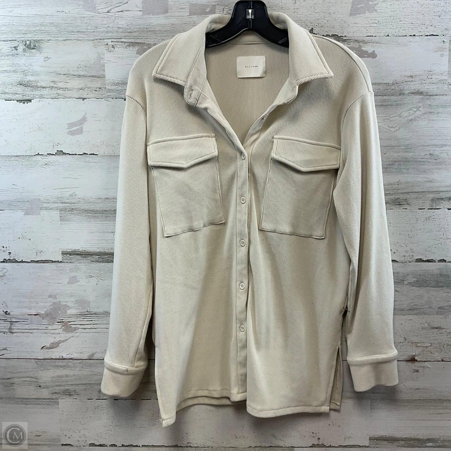 Blouse Long Sleeve By ALL: rowIn Tan, Size: S