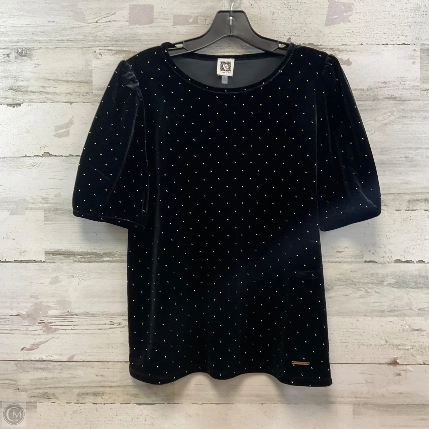 Blouse Short Sleeve By Anne Klein In Black, Size: M