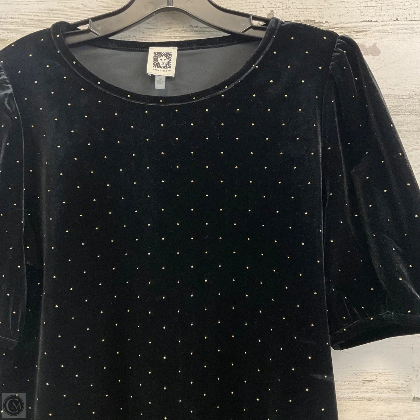 Blouse Short Sleeve By Anne Klein In Black, Size: M