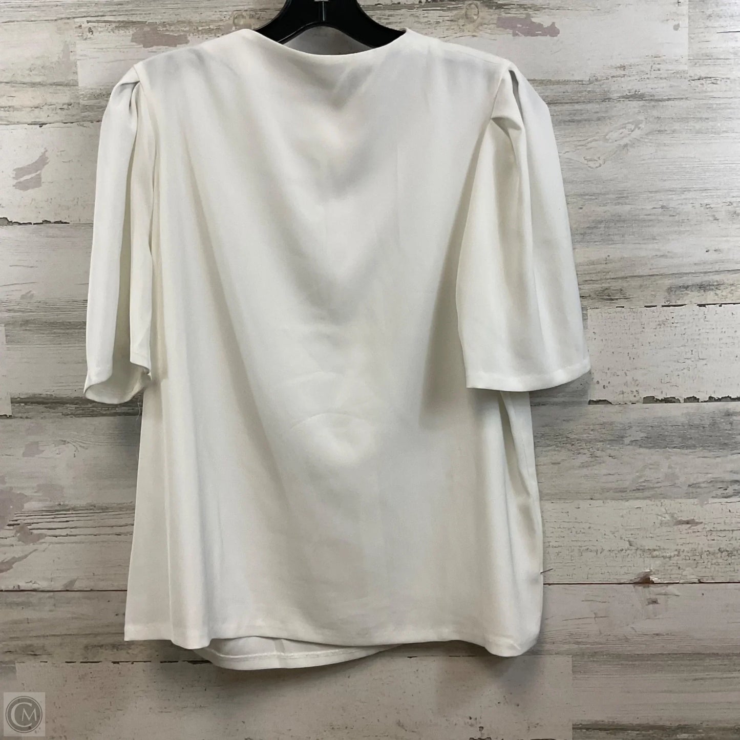 Blouse Short Sleeve By Calvin Klein In White, Size: L